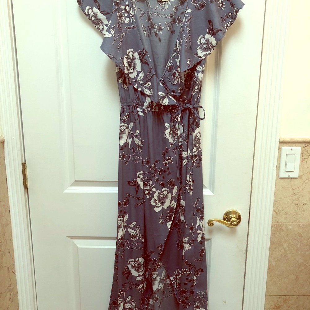 Japan Floral Blue Dress